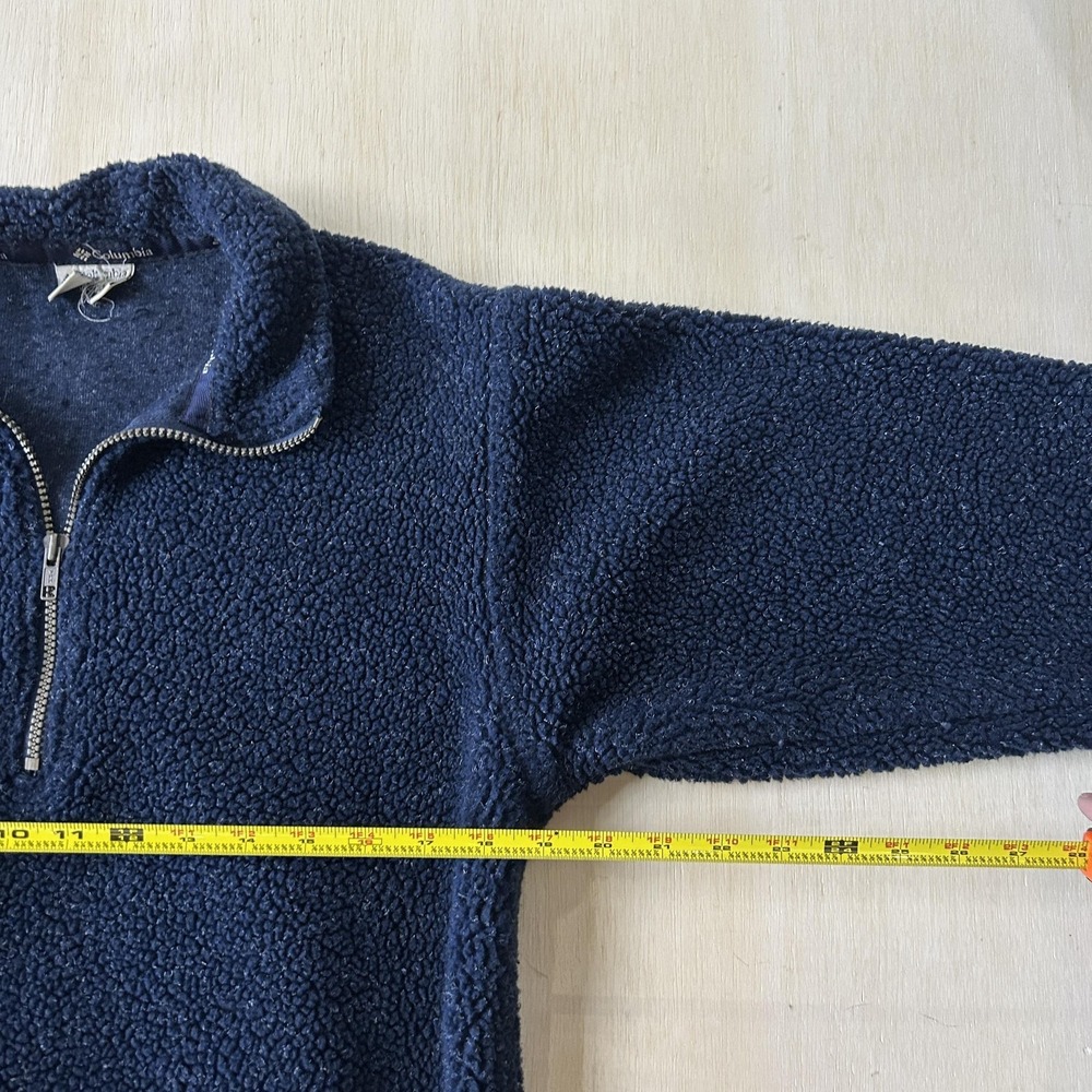 Vintage Columbia Sweater Mens Small Blue 1/4 Zip Mock Neck Pullover Made In USA - Picture 6 of 8